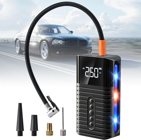 Tire Inflator Portable Air Compressor,Air Pump for Car with LED Digital Pressure, 2X Faster Inflation Electric Air Compressor 150PSI Cordless Tire Inflator Suitable for Cars, Bikes, Balls, Motorcycles in Saudi Arabia