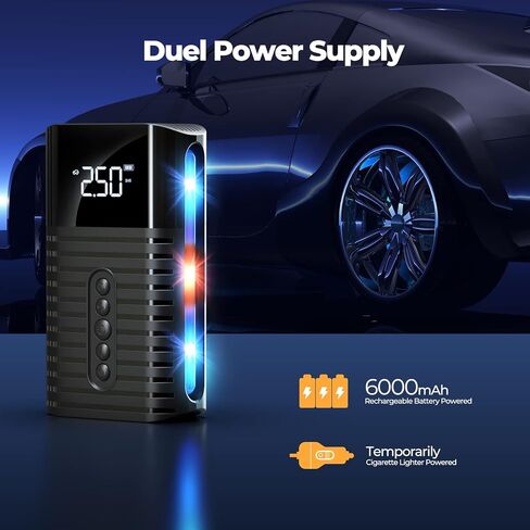 Tire Inflator Portable Air Compressor,Air Pump for Car with LED Digital Pressure, 2X Faster Inflation Electric Air Compressor 150PSI Cordless Tire Inflator Suitable for Cars, Bikes, Balls, Motorcycles in Saudi Arabia