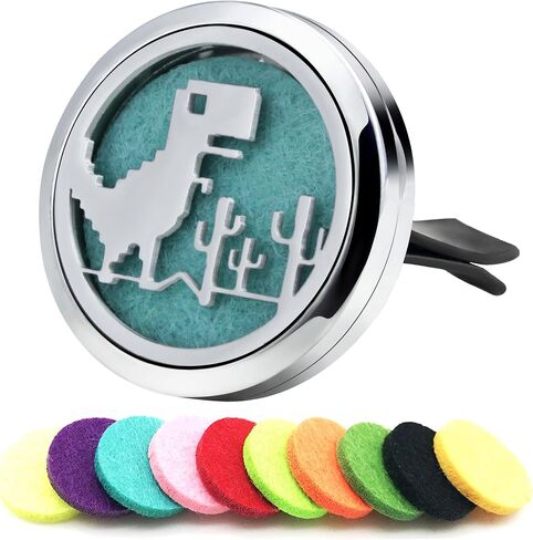 Car Aromatherapy Essential Oil Diffuser Vent Clips Car Diffuser Vent Clip Air Freshener 10 Felt Pads Cartoon Dinosaur Car Accessories for Women Gifts in Saudi Arabia