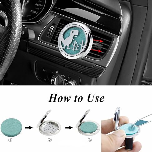 Car Aromatherapy Essential Oil Diffuser Vent Clips Car Diffuser Vent Clip Air Freshener 10 Felt Pads Cartoon Dinosaur Car Accessories for Women Gifts in Saudi Arabia
