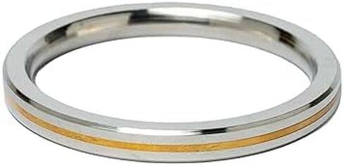 Santosh Jewellers™ سوار من الفولاذ المقاوم للصدأ البنجابية السيخ للرجال، سوار كادا مسطح ثقيل مع خط نحاسي ذهبي أنيق للرجال، هدايا يوم الزفاف، الأخ، (سمك 9 مم) مقاس 2.12، كبير، فضي in Kuwait