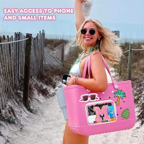 AIERSA Phone Holder with Letter Charms for Bogg Bag Accessories, Clear Insert Wallet Organizer for Bogg Bag for Simply Southern Bag Original All Models Beach Tote Bags in Saudi Arabia