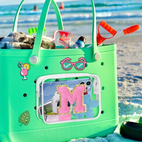 AIERSA Phone Holder with Letter Charms for Bogg Bag Accessories, Clear Insert Wallet Organizer for Bogg Bag for Simply Southern Bag Original All Models Beach Tote Bags in Saudi Arabia