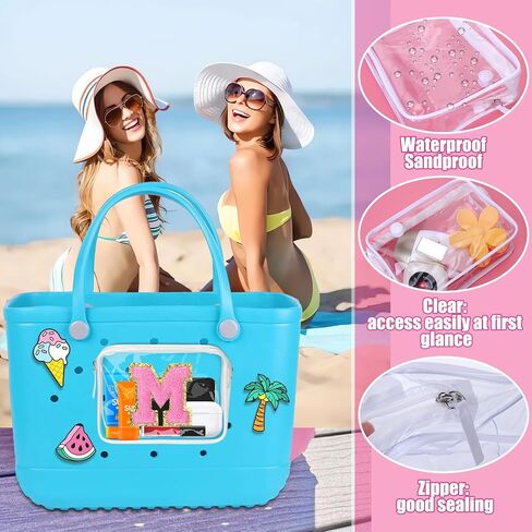 AIERSA Phone Holder with Letter Charms for Bogg Bag Accessories, Clear Insert Wallet Organizer for Bogg Bag for Simply Southern Bag Original All Models Beach Tote Bags in Saudi Arabia