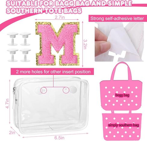 AIERSA Phone Holder with Letter Charms for Bogg Bag Accessories, Clear Insert Wallet Organizer for Bogg Bag for Simply Southern Bag Original All Models Beach Tote Bags in Saudi Arabia