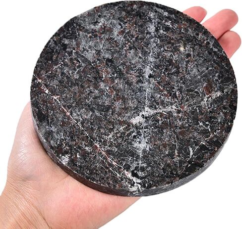 JIC جوهرة كبيرة Yooperlite لوح حجري 110-130 مللي متر بلورات استشفاء شريحة مستديرة الزخرفية مع حامل مكتب ديكور المنزل in Kuwait