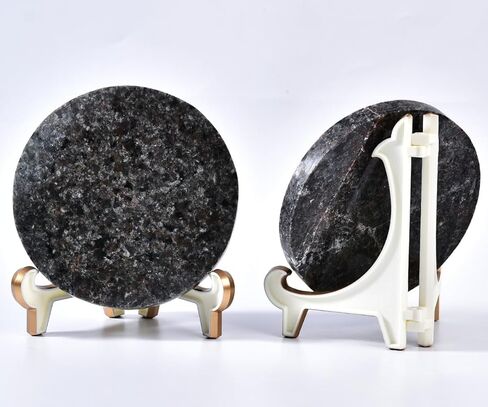 JIC جوهرة كبيرة Yooperlite لوح حجري 110-130 مللي متر بلورات استشفاء شريحة مستديرة الزخرفية مع حامل مكتب ديكور المنزل in Kuwait