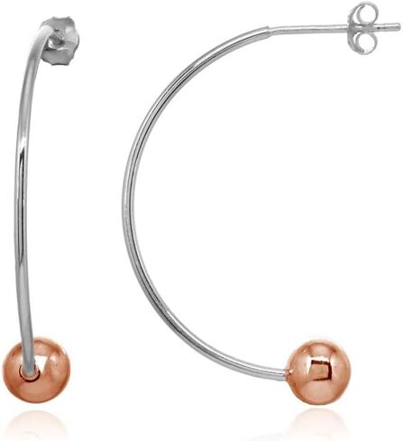 Sterling Silver Polished Curved Bead Dainty Fashion Earrings, 6mm, 8mm or 10mm in Saudi Arabia