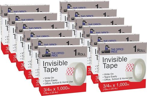 Invisible Tape Refills, 3/4 x 1,000 Inches, Tape for Office, Home, School - Tape Refill for Dispenser, Invisible On Paper - 3/4" x 1,000" - 3 Rolls in Saudi Arabia