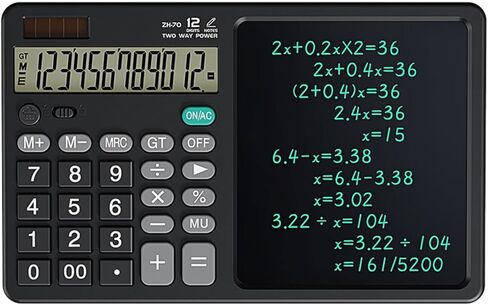 12 Digits Desktop Calculator with Large Hand-Writing LCD Notepad. Solar Powered Standard Function Calculator for Office, School, Home in Saudi Arabia