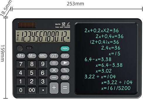 12 Digits Desktop Calculator with Large Hand-Writing LCD Notepad. Solar Powered Standard Function Calculator for Office, School, Home in Saudi Arabia