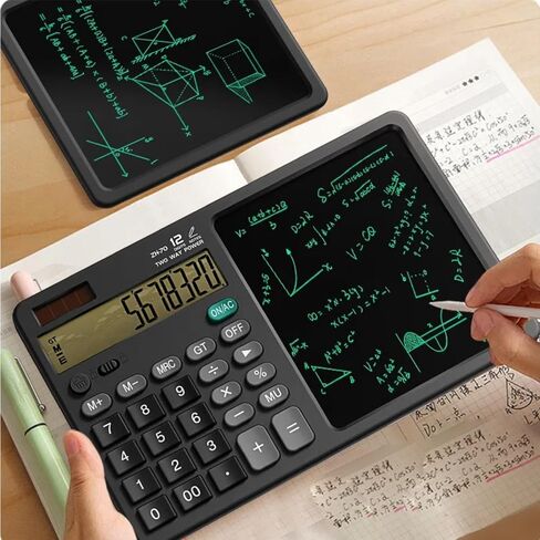 12 Digits Desktop Calculator with Large Hand-Writing LCD Notepad. Solar Powered Standard Function Calculator for Office, School, Home in Saudi Arabia