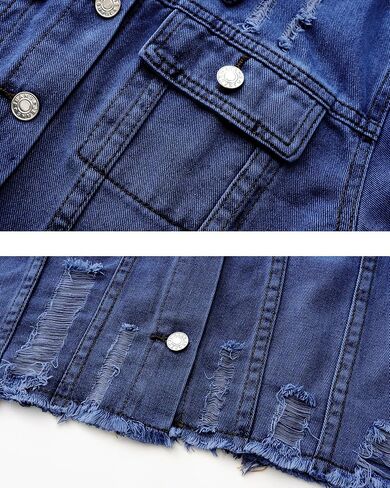 Locachy Women's Summer Short Sleeve Denim Jacket Casual Lapel Button Down Cropped Trucker Jean Jackets Coats in Saudi Arabia