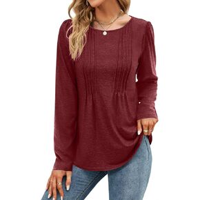 WIHOLL Blouses for Womens Dressy Casual 2024 Fall Tops Long Sleeve Shirts Loose Fit Tunics