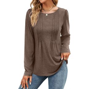 WIHOLL Blouses for Womens Dressy Casual 2024 Fall Tops Long Sleeve Shirts Loose Fit Tunics