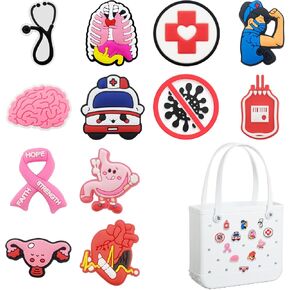 12pcs Charms for Bogg Bag,Accessories for Bogg Bag,PVC Beach Charms for Simply Southern Totes,Insert Decorative for Handbag Beach Tote Bag