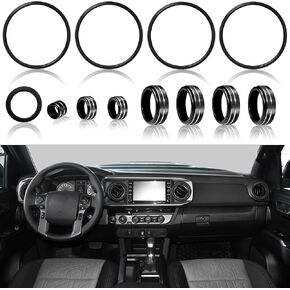 SENSHINE Air Conditioning Knob Cover, Vent Outer Ring for Toyota Tacoma Accessories 2020 2019 2018 Start/Stop Push Button Trim Ring, AC Climate Control Knob, Volume Button Covers 12Pcs (Red)