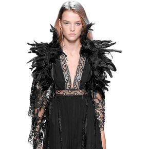 Feather Shawl Cape Shrug Collar Masquerade Costumes Halloween Crow Swan Wings for Men Women