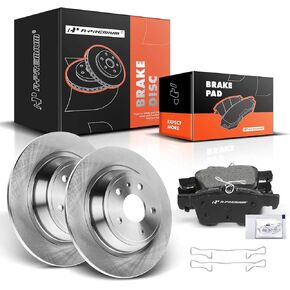 A-Premium Rear Solid Disc Brake Rotors + Ceramic Pads Kit Compatible with Select Ford and Lincoln Models - Fusion 2013-2020, MKZ 2013-2016, 6-PC Set