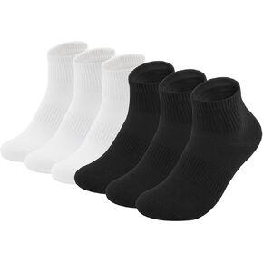 Mens Cotton Ankle Socks, Casual Running Socks for Men, Thin Breathable Moisture Wicking, Solid Colors, Gift Box 6 Pairs