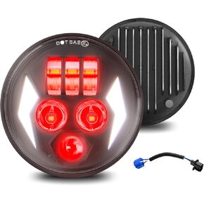 5-3/4" 5.75" Round LED Motorcycle Headlight High/Low Beam DRL & Turn Signal Lights Compatible with Dyna Street Bob Super Wide Glide Low Rider Night Rod Train Softail Deuce Custom Iron 883