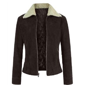 Suede Jacket Women - Sherpa Collar Womens Leather Jacket