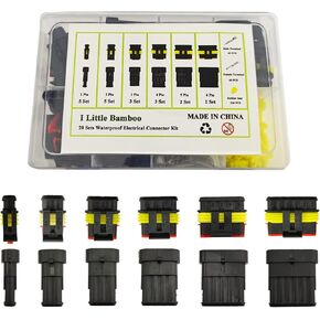 20 Sets 340PCS Waterproof Electrical Connector, Auto Electrical Wire Connector Plug Kit, 1/2/3/4/5/6 Pin Male&Female Plug Waterproof Connector Terminals for Motorcycle, Truck-20 Sets