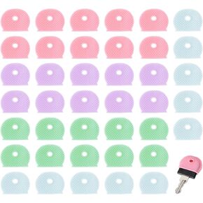 Giantree 40 Pack Colored Key Cover Caps, PVC Square Rubber Key Caps, Soft Rubber Key Identifiers Plastic Key Toppers for Standard Regular Thin Flat House Keys Easy to Identify(4 Colors)