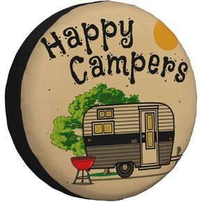 Spare Tire Cover Happy Campers Potable Dirt Protector Wheel Spare Tire Covers Weather-Proof for Trailer RV SUV Truck Camper Travel Trailer Accessories Polyester (15inch)