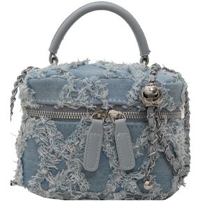 Mini Denim Bag Denim Bucket Bag Quilted Crossbody Bag Denim Tassel Hobo Shoulder Bag Tote Denim Wallet with Chain Strap