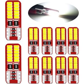 YEORO 194 168 LED لمبة فائقة السطوع 24-SMD 3014 رقائق خالية من الأخطاء 2825 W5W T10 Wedge LED مصابيح بديلة للسيارة الداخلية قبة خريطة باب لوحة ترخيص أضواء بيضاء. (10 عبوات).