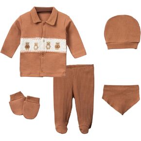 Newborn Essentials Unisex Baby Cozy Layette Gift Set | 0-3-6 Month Cute Unisex Baby Clothing Gift Bundle