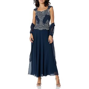J Kara Women's Petite Beaded Cap Sleeve Dress