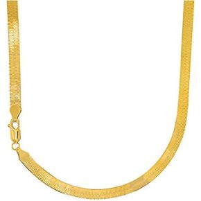 14k Solid Yellow Gold 5mm Super Flexible Silky Imperial Herringbone Necklace- 16 18 20 22 24 26