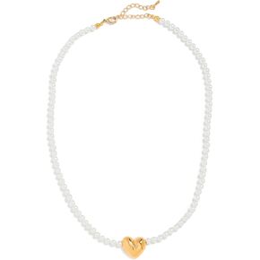 ADINA EDEN Women's Puffy Heart X Pearl Necklace in Kuwait