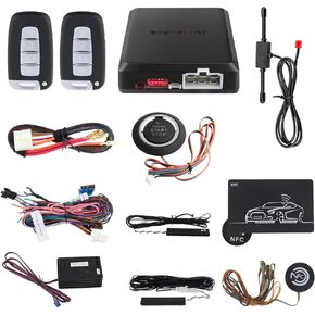 EASYGUARD EC002-K-NS Intelligent car Alarm kit with Passive keyless Entry Automatically Lock Unlock car Door Remote Start Push Start and Touch Password Entry Shock Sensor