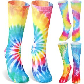 SATINIOR 3 Pairs Tie Dye Socks Unisex Casual Pattern Long Socks Soccer Softball Basketball Socks Colorful Tie Dye Tube Socks Novelty Funny Athletic Socks for Women Men Youth