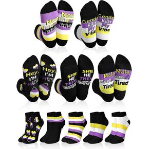5 أزواج من الجوارب غير الثنائية، هدية غير ثنائية، جوارب كاحل منخفضة القطع مع ملابس فخر غير ثنائية للنساء والرجال، ملحقات غير ثنائية in Kuwait