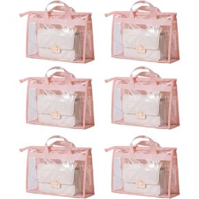 Dust Bags for Handbags - Handbag Storage Organizer Dust Bags for Moisture Proof Dust Cover with Zipper and Handle(Pink-XXL)