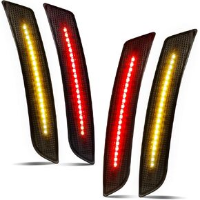 RUXIFEY أضواء جانبية LED مدخنة عاكسات جانبية أمامية وخلفية متوافقة مع 2016 إلى 2021 Camaro Red Amber - حزمة من 4