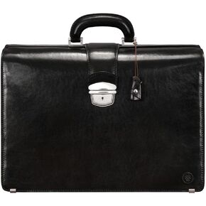 Maxwell Scott - Luxury Leather Large Lawyer Briefcase for Men - Top Handle with Key Lock - Made in Italy - The Basilio Large