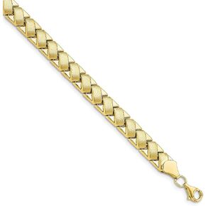 Avariah 10K Yellow Gold Polished and Brushed Fancy Link Bracelet - 7.5"