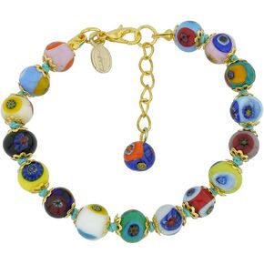 Glass Of Venice Murano Glass Bracelet Italian Millefiori Multicolor Mosaic Beads Handmade Blown Glass - Murano Glass Bracelets for Women