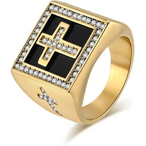 Cross Ring for Men Stainless Steel Retro Vintage Chrisitan Cross Religious Ring Size 7-12