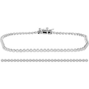 1 قيراط الماس تنس سوار 10K الذهب الأبيض جولة الشق مجموعة 7 بوصة in Kuwait