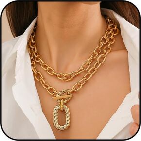 Layered Chunky Necklace for Women Chunky Chain Necklace Gold Cuban Link Chain Necklace Layered Chunky Chain Choker Necklace