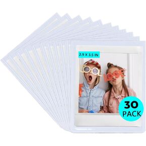 30 Pack Magnetic Picture Frame for Polaroid I-Type/NOW/OneStep/Fujifilm Instax Wide/Wide 300/400/210/200 Instant 600/I-Type Film Camera Films, Fridge Magnetic Photo Frames - Black
