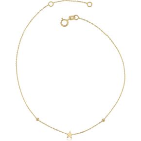 Kooljewelry 14k Yellow Gold Star Adjustable Length Anklet (fits 9 or 10 inch)