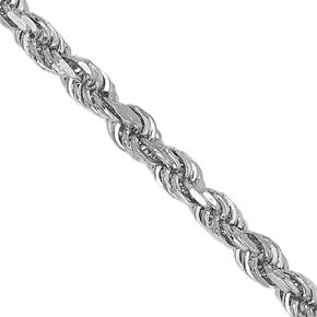 The Black Bow 1.75mm 10K White Gold Diamond Cut Solid Rope Chain Anklet