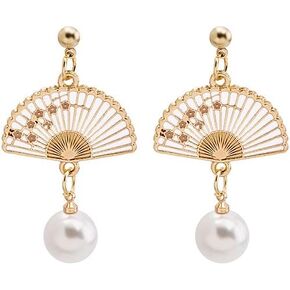 Fan Earrings Sector Drop Earrings Small Fan Dangle Earrings Cute Retro Ethnic Pretty Stud Earrings